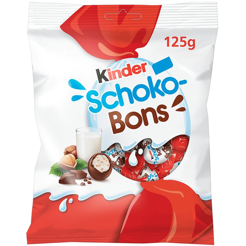 Шоколадови Бонбони Kinder Schoko Bons с Млечен и Лешников Пълнеж с цена ...