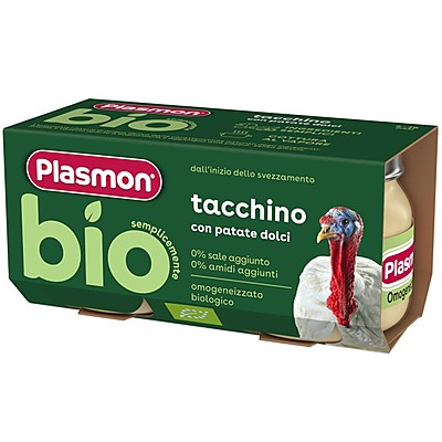 Био Пюре Plasmon Пуешко със Сладки Картофи 6м+
