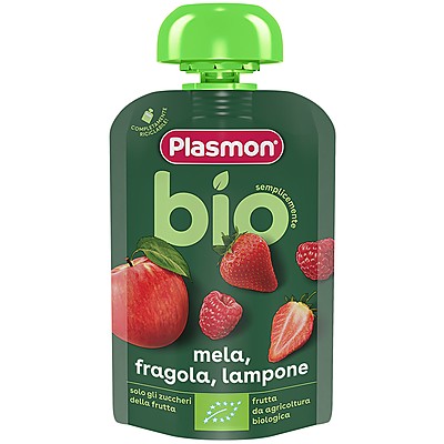Био Плодова Закуска Plasmon Ябълка и Ягода 6м+