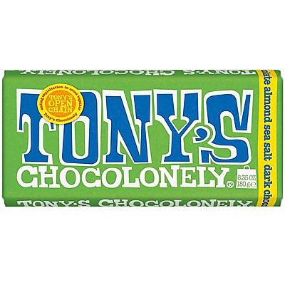 Шоколад Tony's Chocolonely Тъмен с Цели Бадеми и Морска Сол