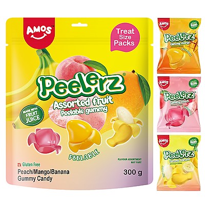 Желирани Бонбони Amos Peelerz Gummy Асорти Праскова, Манго и Банан